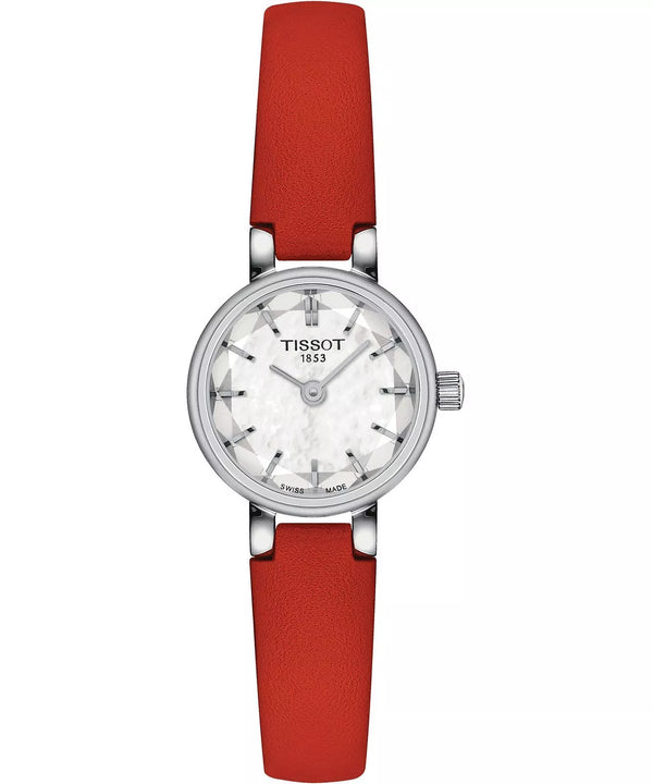 Reloj Tissot Lovely Round T1400091611100 para mujer - Caja de acero inoxidable, correa de piel roja