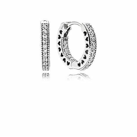 PANDORAPandora 296317CZ Pavé Heart Hoop Earrings - Sterling Silver with Cubic ZirconiaBIJOUXEcecile