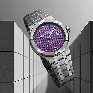 Maurice Lacroix AIKON Orologio automatico da uomo in titanio AI6008-TT032-430-1 - Quadrante viola, cassa e bracciale in titanio