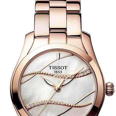 : Orologio Tissot T-Wave da donna - Quadrante madreperla, bracciale in acciaio inossidabile PVD oro rosa