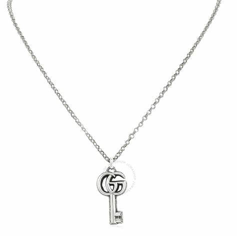 Gucci GG Marmont Sterling Silver Key Necklace (Model YBB627757001)