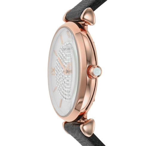 Emporio Armani AR11387 Orologio da donna in pelle e cristalli - Oro rosa, 32 mm