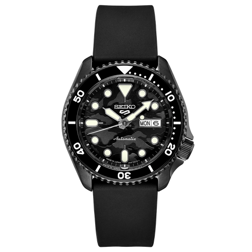Seiko 5 Sports SRPJ39K1 Yuto Horigome Limited Edition - Black Camouflage Dial, Silicone Strap