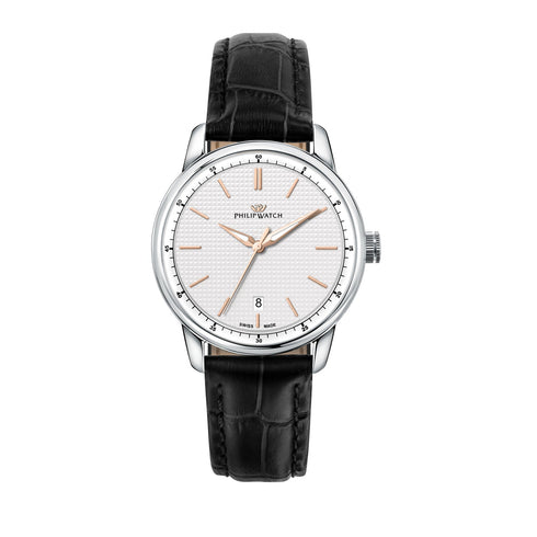 Philip Watch R8251150009 Orologio da uomo Anniversary - 40 mm, quadrante argento, cinturino in pelle nera