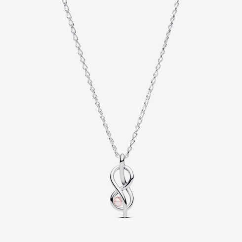 Pandora 393762C01-50 Infinity Knot Necklace - Sterling Silver, Pink Pearl