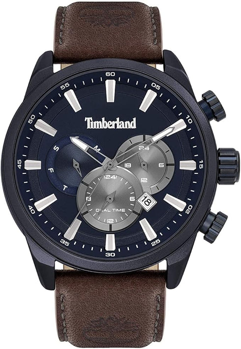 TIMBERLANDTimberland Millway TBL16002JLABL/03 Men's 47mm Blue Dial Quartz Watch, Brown Leather StrapWATCHESEcecile