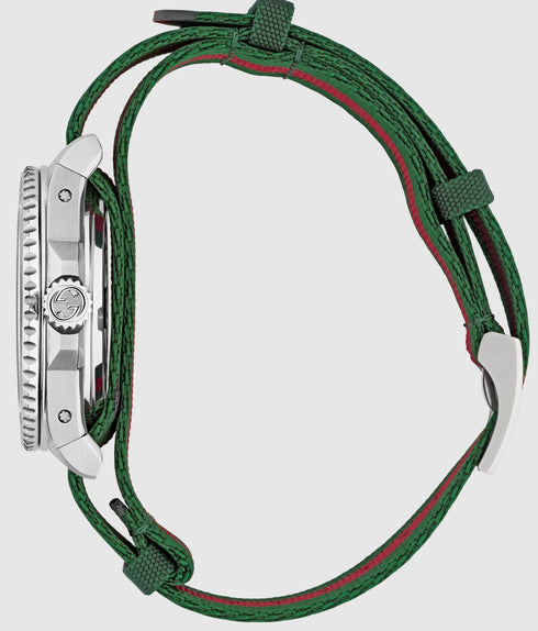 Gucci Dive YA136364 40 mm Automatic – Black Dial, Ceramic Bezel, Green Strap