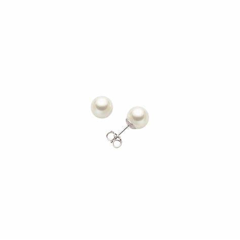 Miluna PPN445BMV3 Women's Pearl Stud Earrings - 18K White Gold, 4-4.5mm White Pearls