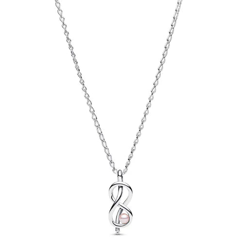 Pandora 393762C01-50 Infinity Knot Necklace - Sterling Silver, Pink Pearl