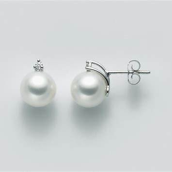 Miluna PPR859BM_005 Women's Earrings - 18K White Gold with White Pearls and Diamonds