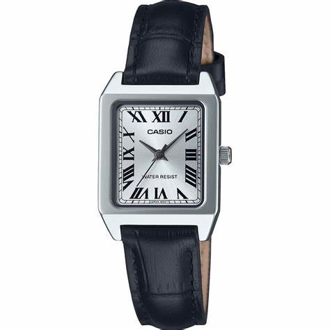 Casio LTP-B150L-7B1EF Women's Analog Quartz Watch - Silver Dial, Black Leather Strap