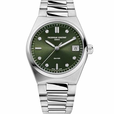 Frederique Constant Highlife Ladies Quartz FC-240GRD2NH6B - Acciaio inossidabile, quadrante verde con diamanti