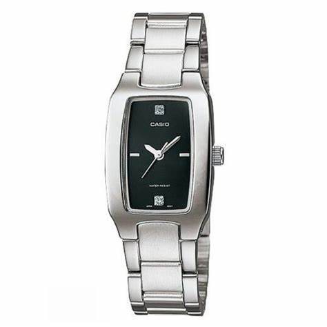 Orologio al quarzo da donna Casio LTP-1165A-1C2DF - Quadrante nero, bracciale in acciaio inossidabile