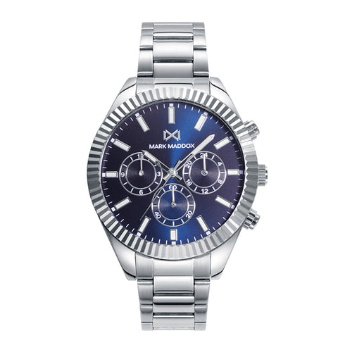 Mark Maddox HM1006-37 Men's Analog Watch - Stainless Steel Bracelet, Blue Dial