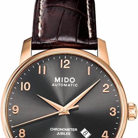 Mido Baroncelli Automatic Jubilee Orologio da uomo - Acciaio inossidabile trattato con oro rosa, quadrante nero, 42mm