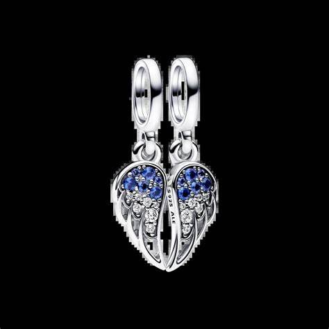 PANDORAPandora 792821C01 Sparkling Splittable Angel Wings Dangle Charm - Sterling Silver with Clear and Blue StonesBIJOUXEcecile