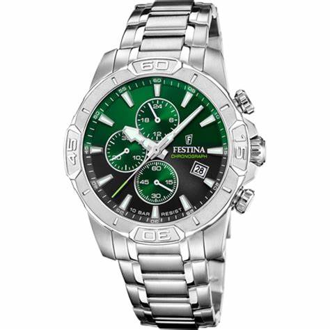 FESTINAFestina F20704/5 Timeless Chronograph – Green Dial Stainless Steel Men's WatchWATCHESEcecile