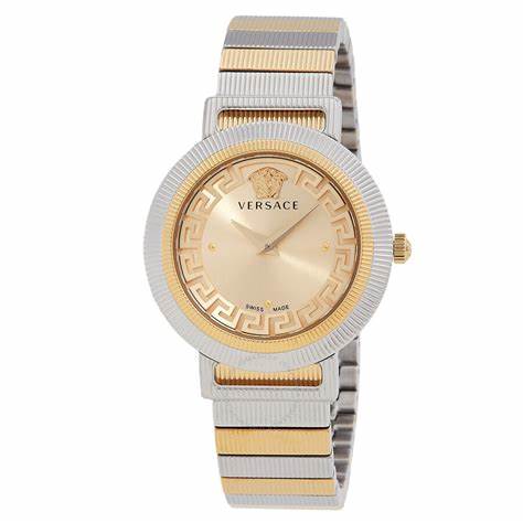 Orologio Versace Greca Chic VE3D00422 Donna - Acciaio inossidabile bicolore, quadrante oro, 36mm