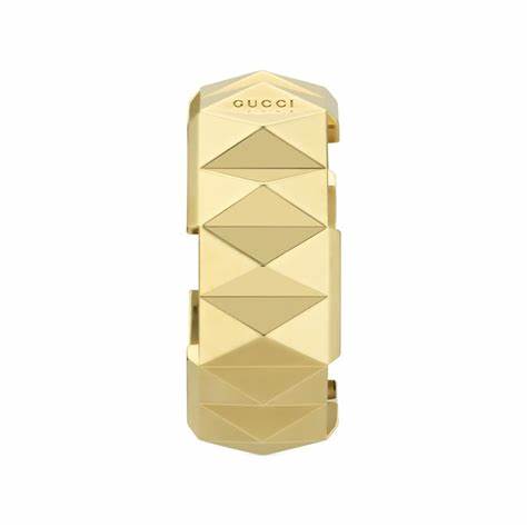 Gucci Link to Love 18ct Yellow Gold Studded Ring - Size 6