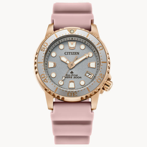Citizen Promaster EO2023-00A Women's 200M Diver Watch – Rose Gold, Eco-Drive, Pink Strap