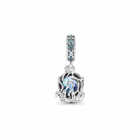 Pandora 791694C01 Charm penzolante "Octopus" in vetro di Murano - Argento 925 con vetro di Murano verde e blu