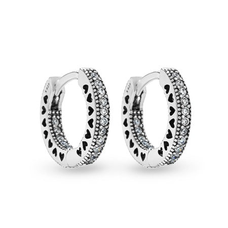PANDORAPandora 296317CZ Pavé Heart Hoop Earrings - Sterling Silver with Cubic ZirconiaBIJOUXEcecile
