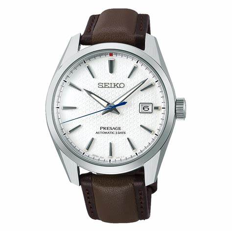 Seiko Presage SPB413J1 Limited Edition Men's Automatic Watch - 40.2mm Stainless Steel Case, White Asanoha Dial, Brown Leather Strap