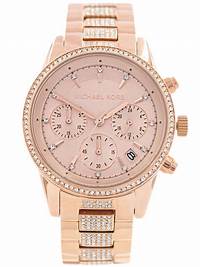 Michael Kors MK6485 Women's Ritz Rose Gold-Tone Chronograph Watch with Crystal Accents