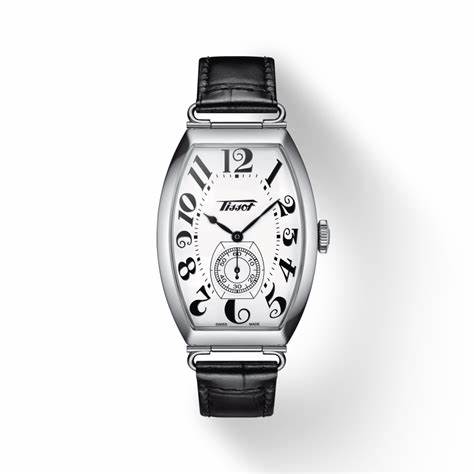 Tissot Heritage Porto Mechanical Unisex Watch - White Dial, Stainless Steel Tonneau Case, Black Leather Strap