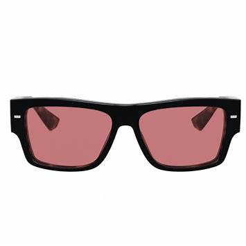 Dolce & Gabbana DG4451 3417/7N 55 Men's Rectangular Sunglasses - Black on Red Havana Frame, Red Hiper 8 Lenses