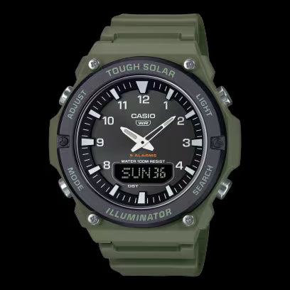 Casio AQ‑S820W‑3BVEF Men’s Tough Solar Analog-Digital Watch – Green, 52 mm