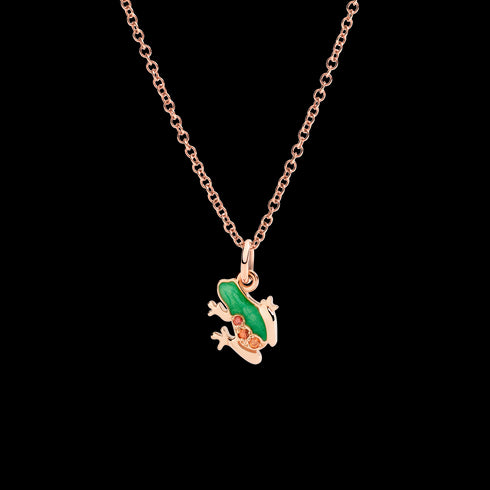 DoDo Frog Charm DMC5004-FROGX-VZO9R – 9K Rose Gold, Green Enamel & Sapphires