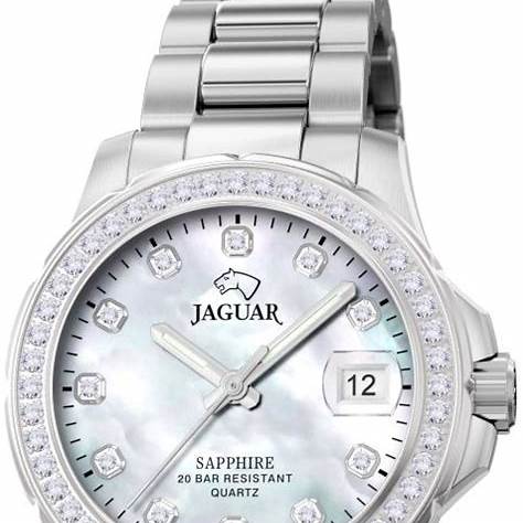 Jaguar Women's Swiss Quartz Watch - Model J892/1, Stainless Steel, Mother-of-Pearl Dial, Crystal Accents