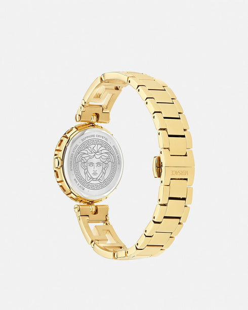 Versace Medusa Jewel VE0B00525 Women’s Watch – Black Dial, Gold Bracelet 34 mm