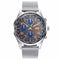 Mark Maddox HM7126-47 Men's Multifunction Watch - Stainless Steel Mesh Bracelet, Brown and Blue Dial