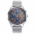 Mark Maddox HM7126-47 Men's Multifunction Watch - Stainless Steel Mesh Bracelet, Brown and Blue Dial