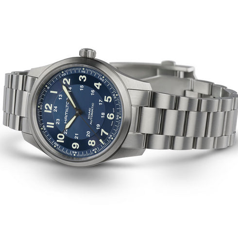 Hamilton Khaki Field Titanium Auto H70205140 - Cassa in titanio da 38 mm, quadrante blu