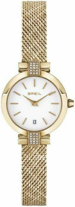 Breil Soul TW1917 Women's Two-Hand Watch - White Dial, Gold IP Stainless Steel Mesh Bracelet