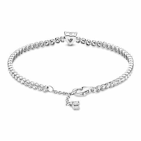 Bracciale tennis Pandora con cuore scintillante 590041C01-18 - Argento, zirconia cubica, 18 cm