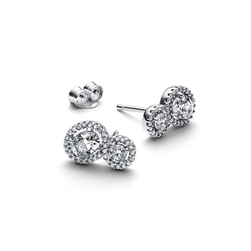 Pandora Embracing Halo Stud Earrings 293774C01 - Sterling Silver, Cubic Zirconia