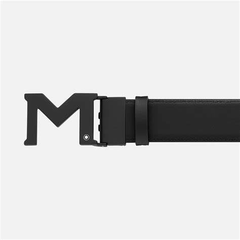 Montblanc Cintura in pelle reversibile con fibbia M in rilievo - Nero, 35 mm