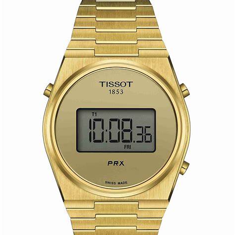 Tissot PRX Digital 40 mm T1374633302000 - Reloj de cuarzo multifuncional de acero inoxidable con PVD dorado