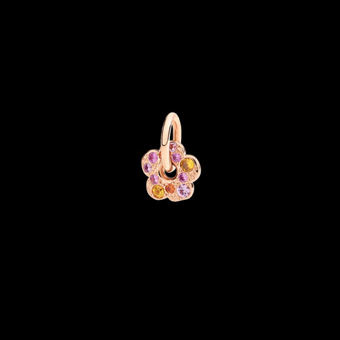 DoDo Flower Charm DMC5013-FLOWS-ZRO9R – 9K Rose Gold, Pink & Orange Sapphires