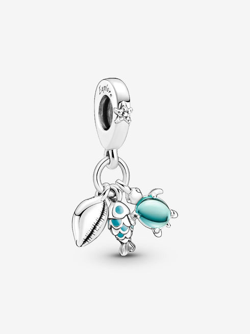 PANDORAPandora 791697C01 Triple Dangle Charm – Sterling Silver, Enamel & Murano GlassBIJOUXEcecile