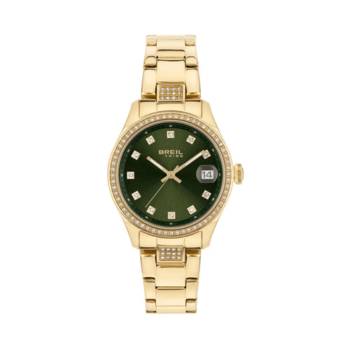 BREILBreil Tribe EW0724 Classic Elegance Women's Watch – Gold Steel, Olive Green Dial, Crystal AccentsWATCHESEcecile