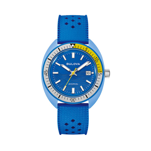 Bulova 98B445 Men's Snorkel Watch – Blue Hybrid Ceramic, Blue Dial, 100m WR
