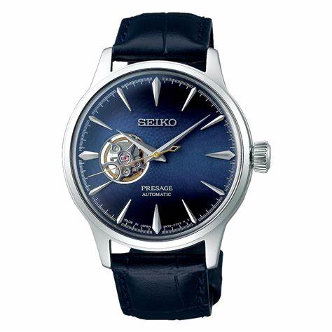 Seiko Presage SSA405J1 Men's Automatic Watch - Blue Open Heart Dial, Blue Leather Strap