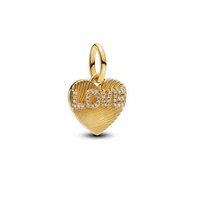 Pandora Charm penzolante a forma di cuore - placcato oro 14k con pietre scintillanti