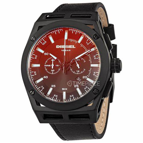 Diesel DZ4544 Timeframe Chronograph Men's Watch - Black Dial, Black Leather Strap