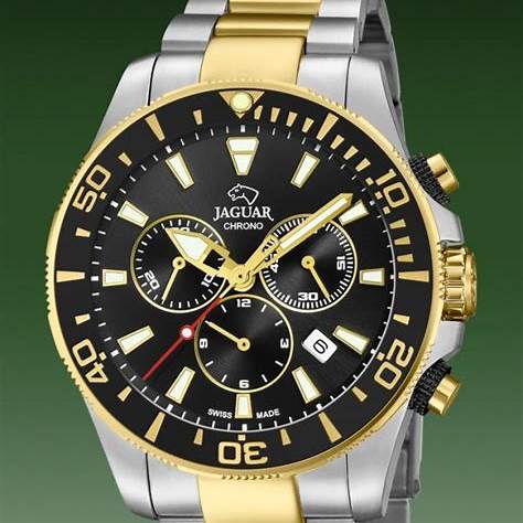 Jaguar Men's Swiss Quartz Chronograph Watch - Model J862/2, Two-Tone Stainless Steel, Black Dial